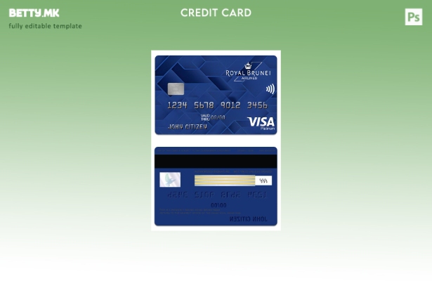 Модерен стил, шаблон за кредитна картичка од брунеј Бајдури банка Ројал Брунеј В